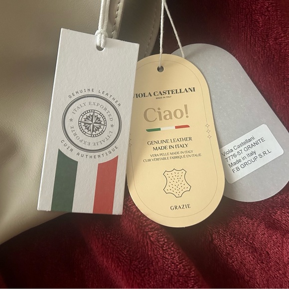 VIOLA CASTELLANI Granite Made In Italy Leather Oval Bottom Hobo Handbag - Picture 7 of 9